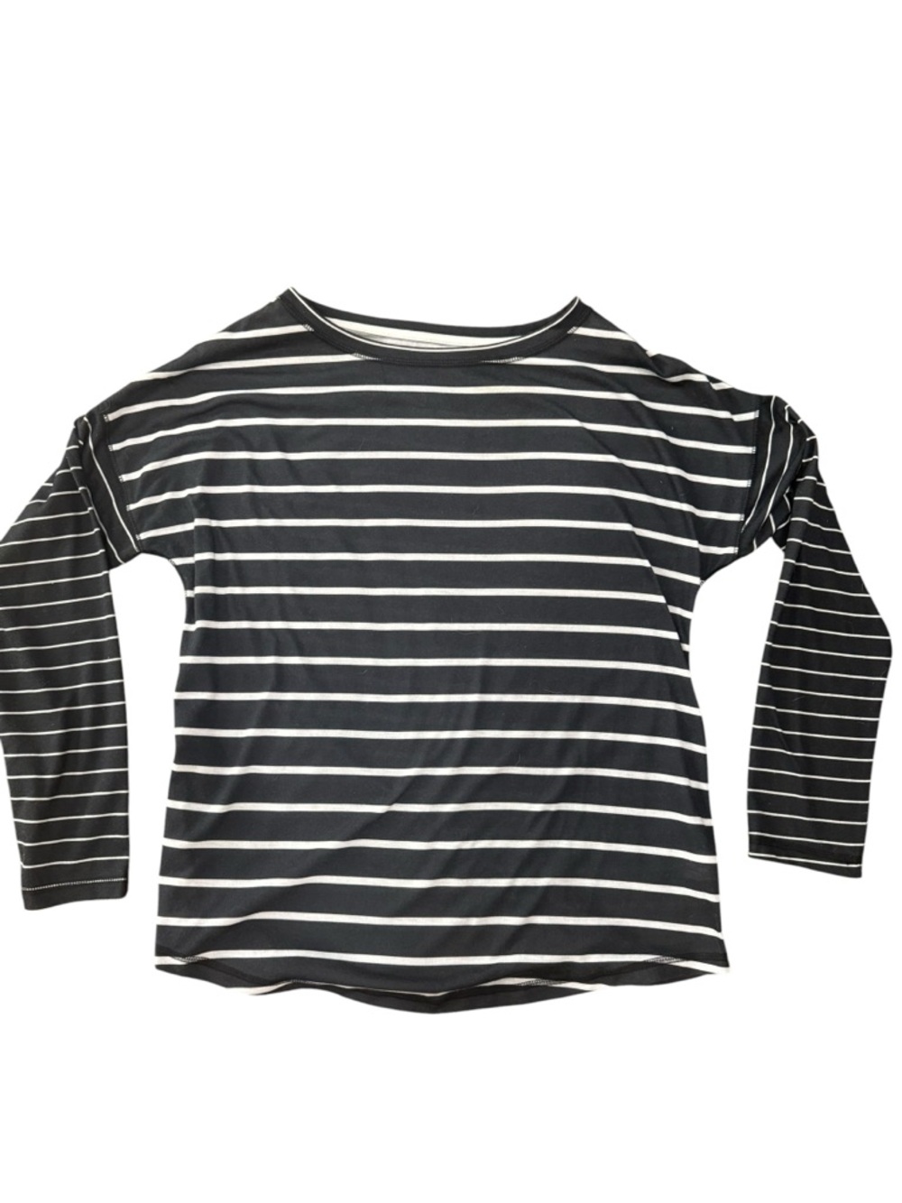 Made for Life Striped Long Sleeve Crew Neck Tee -  black/white Size Medium